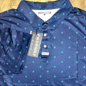 FN Golf Polo Shirt Mens Large Blue Short Sleeve Collared Top